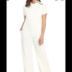 Gal Meets Glam Ivory Button-Detail Jumpsuit
